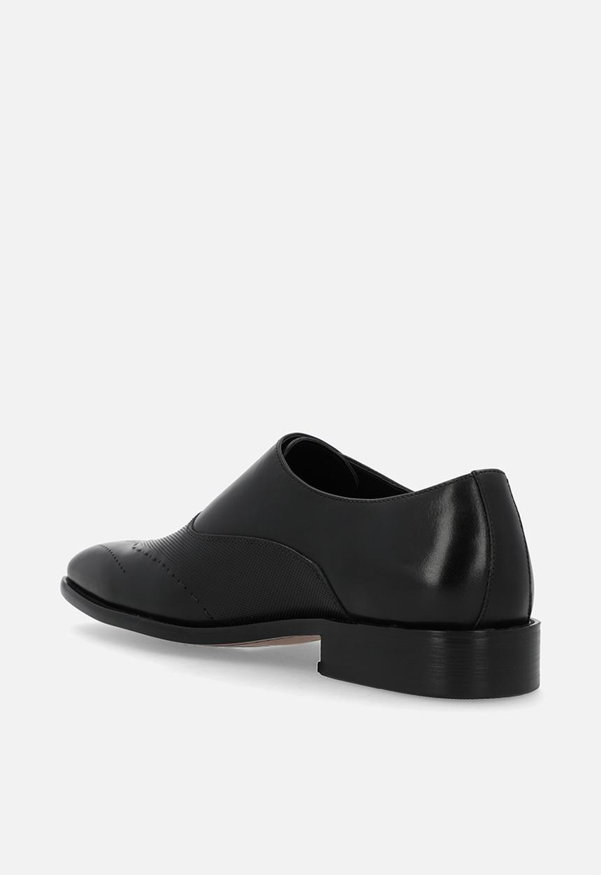 Fabino - SINGLE BUCKEL MONK STRAP - BLACK LEATHER