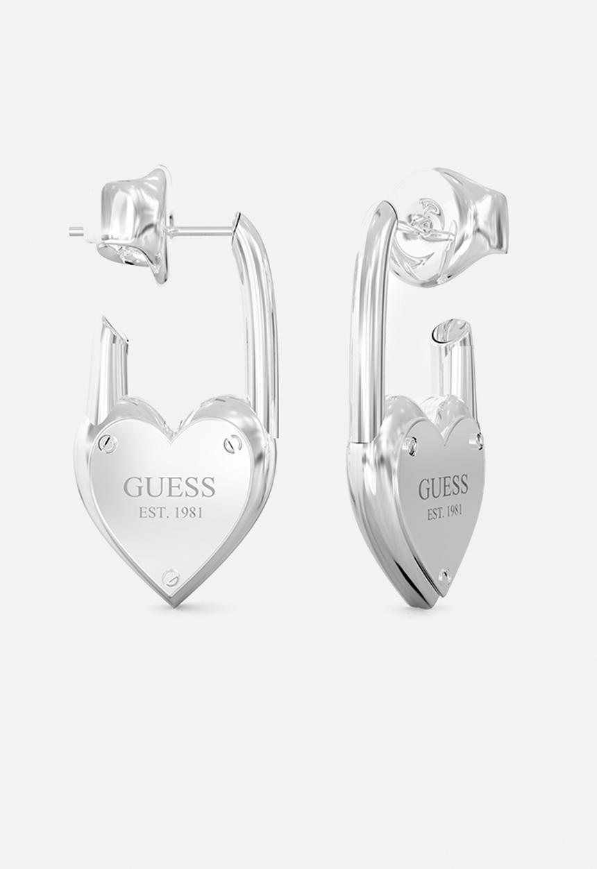 GUESS - Logo hoop huggies - silver