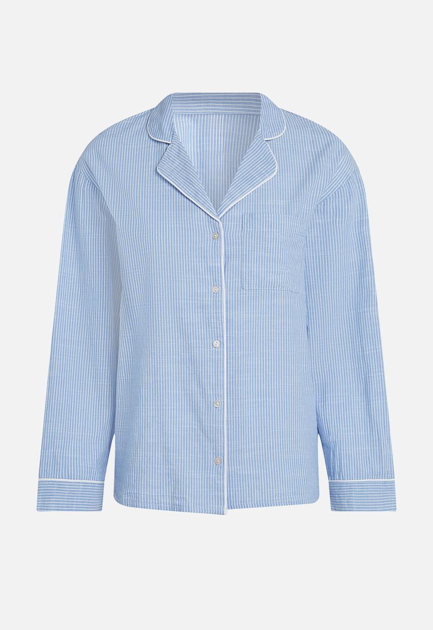 Hunkemoller - Jacket long sleeve cotton stripe - blue