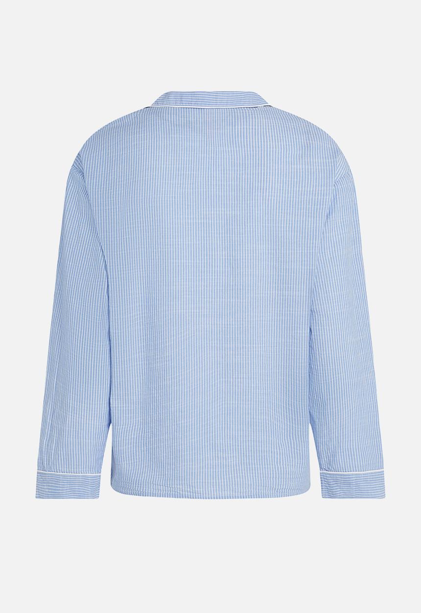 Hunkemoller - Jacket long sleeve cotton stripe - blue