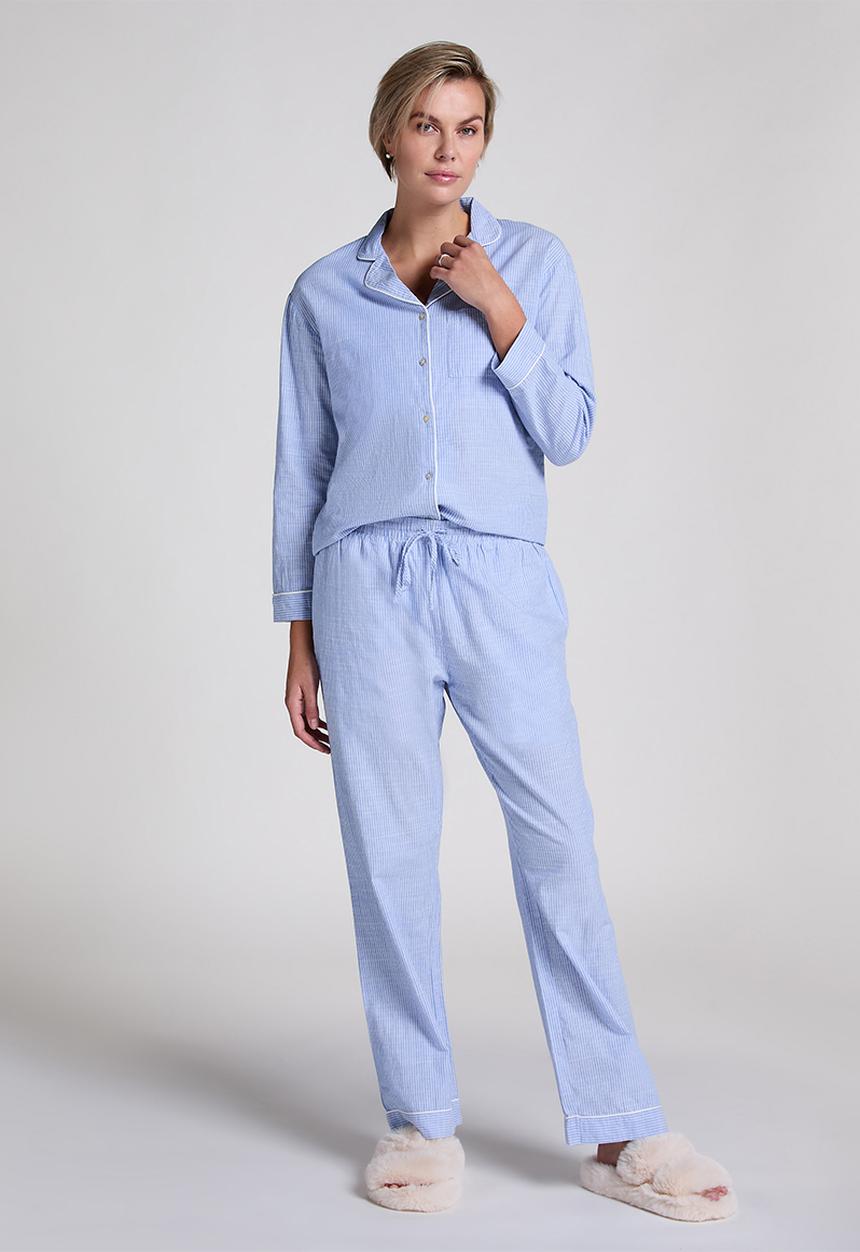 Hunkemoller - Pants cotton stripe - blue
