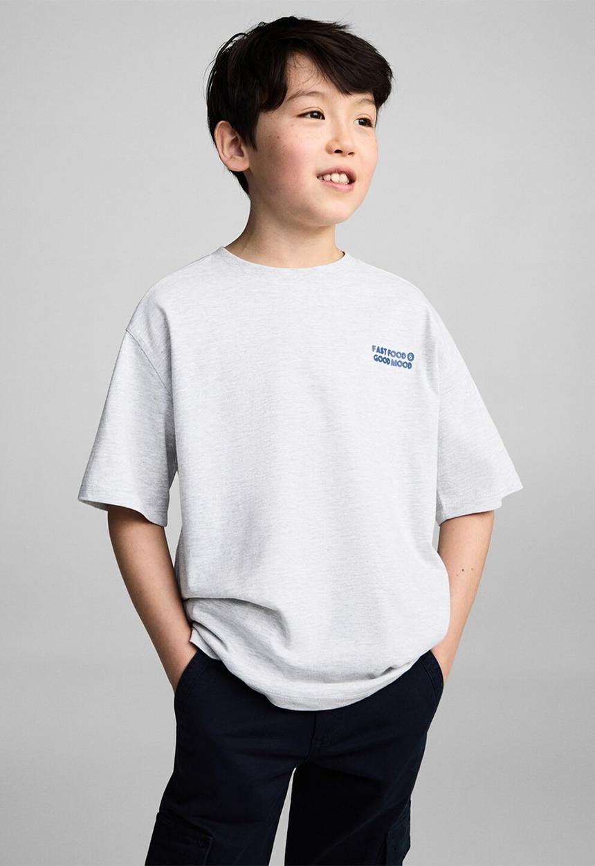 MANGO - T-shirt fast - light pastel gray