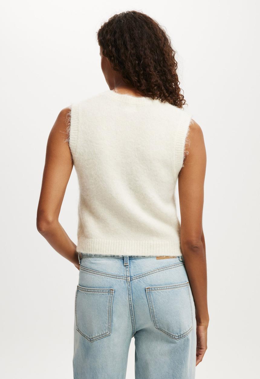 Cotton On - Fluffy button vest - porcelain