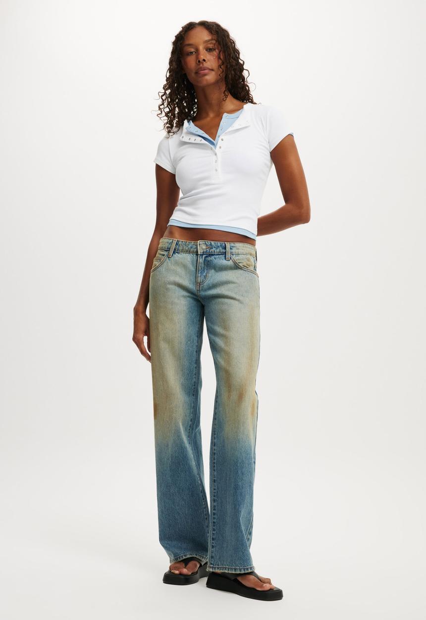 Cotton On - Low rise straight jean - stefani blue