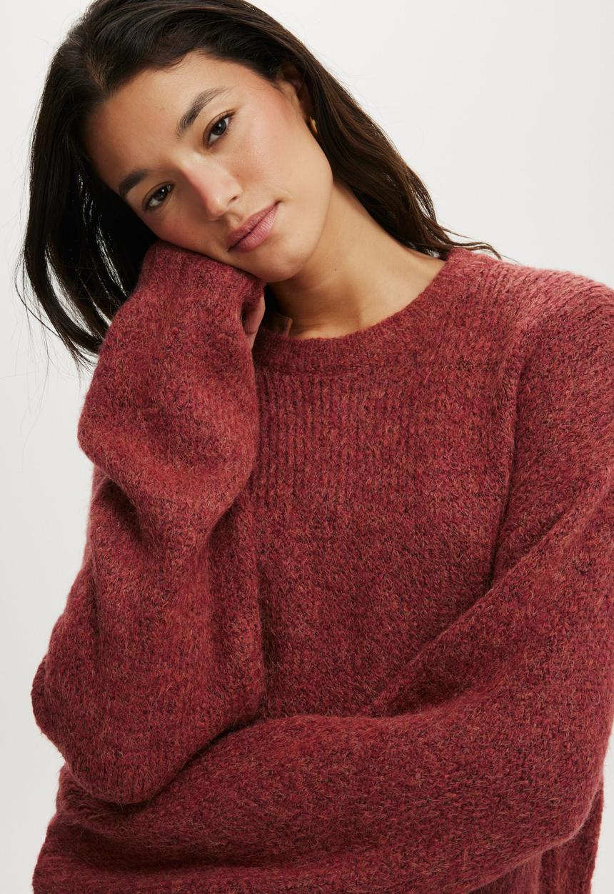 Cotton On - Luxe crew pullover - berry marle
