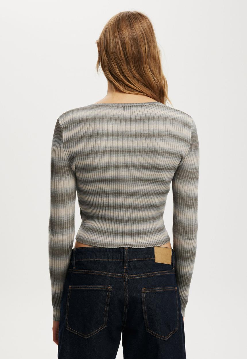 Cotton On - Everfine rib knit cardigan - grey spacedye