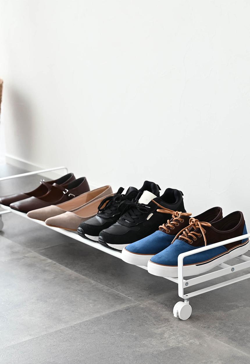 Yamazaki - TOWER Shoe Rack with Casters - White