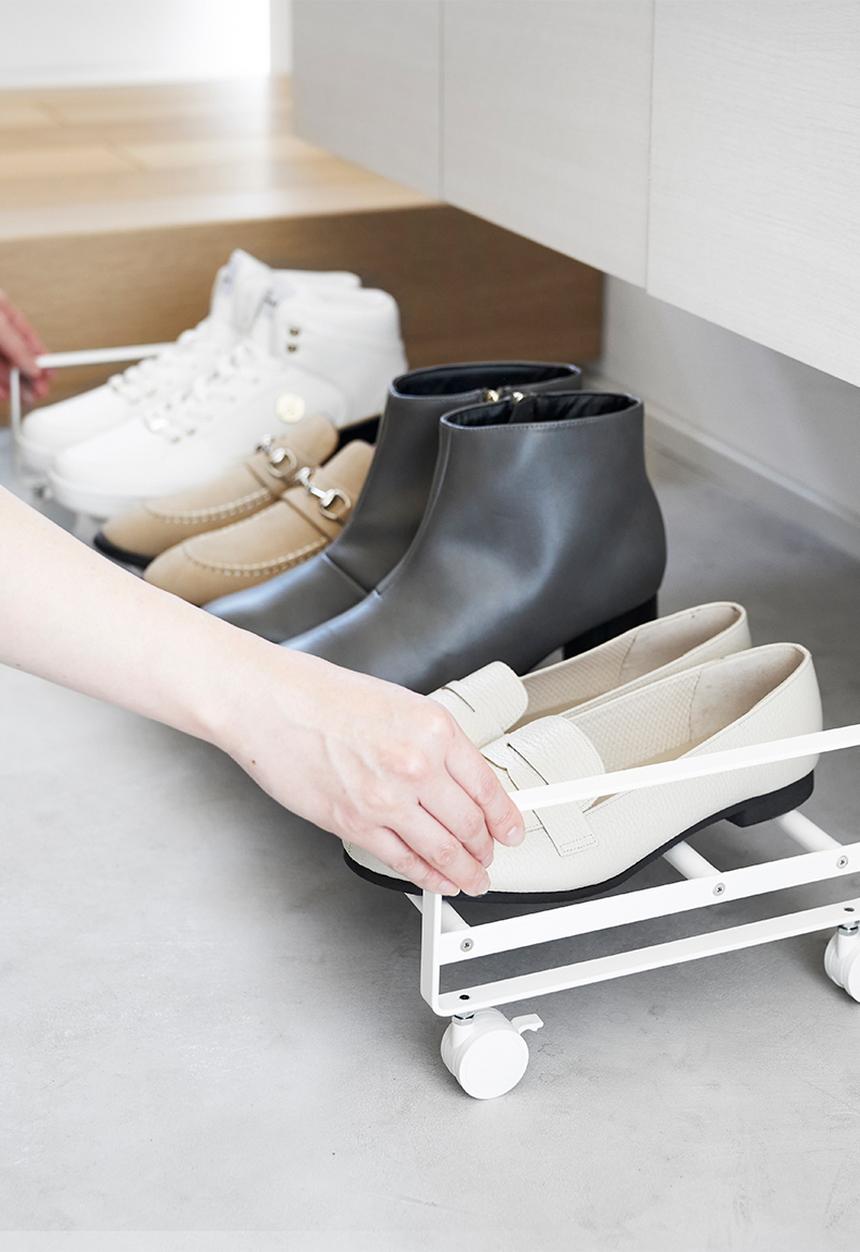 Yamazaki - TOWER Shoe Rack with Casters - White