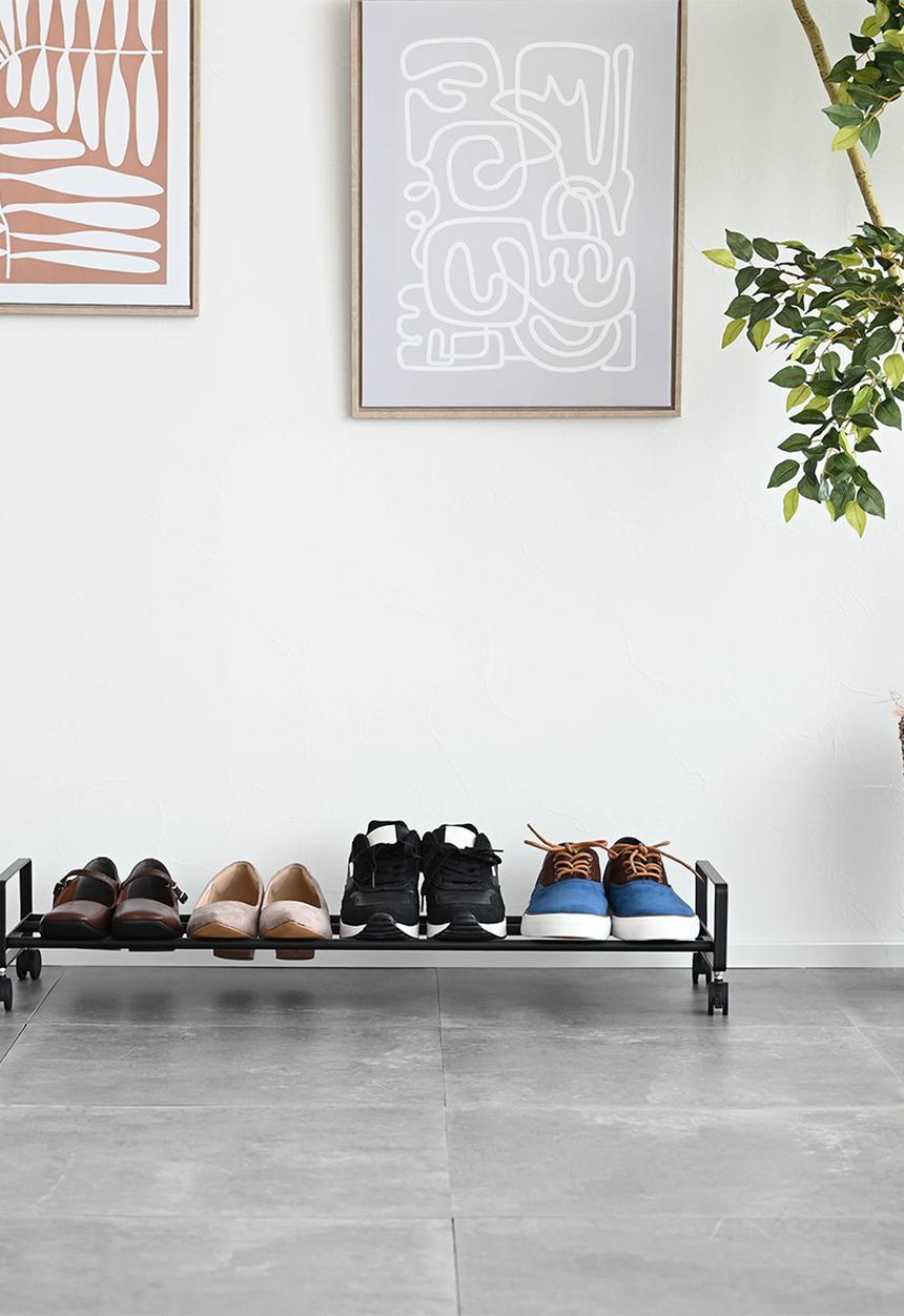 Yamazaki - TOWER Shoe Rack with Casters - Black