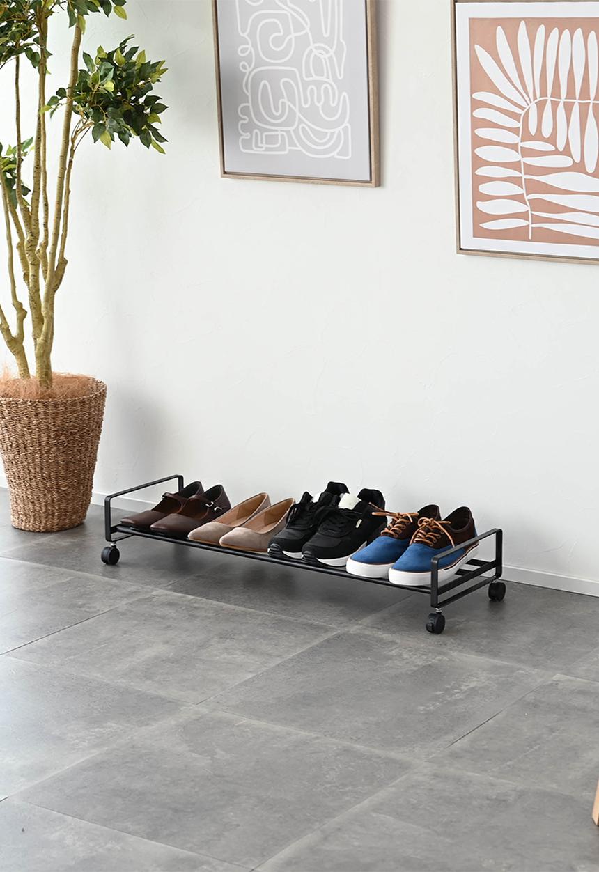 Yamazaki - TOWER Shoe Rack with Casters - Black