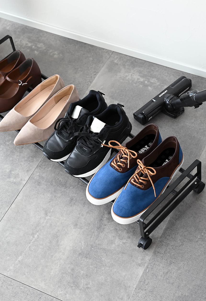Yamazaki - TOWER Shoe Rack with Casters - Black