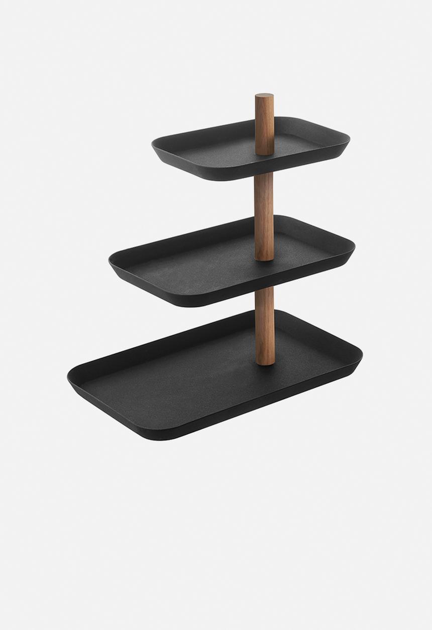 Yamazaki - RIN 3-Tiered Accessory Stand with Rotatable Trays - Black