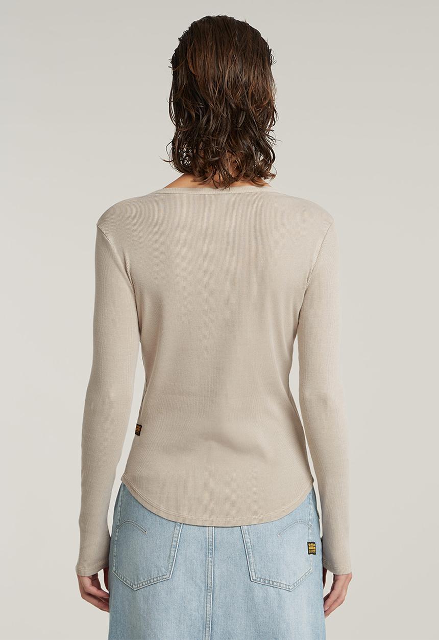 G-STAR - Deep V Slim Long Sleeve Wmn - Dk Brick Gd