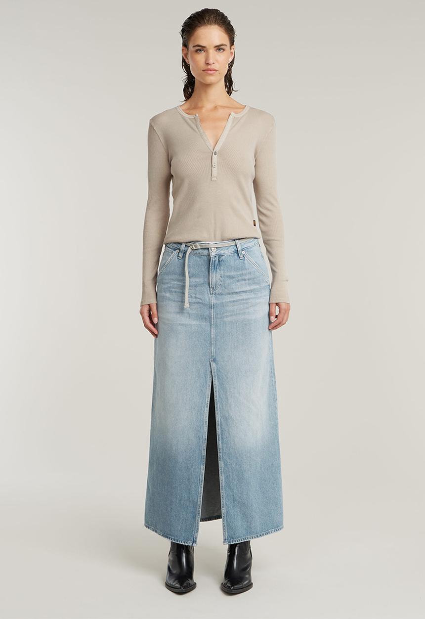 G-STAR - Deep V Slim Long Sleeve Wmn - Dk Brick Gd