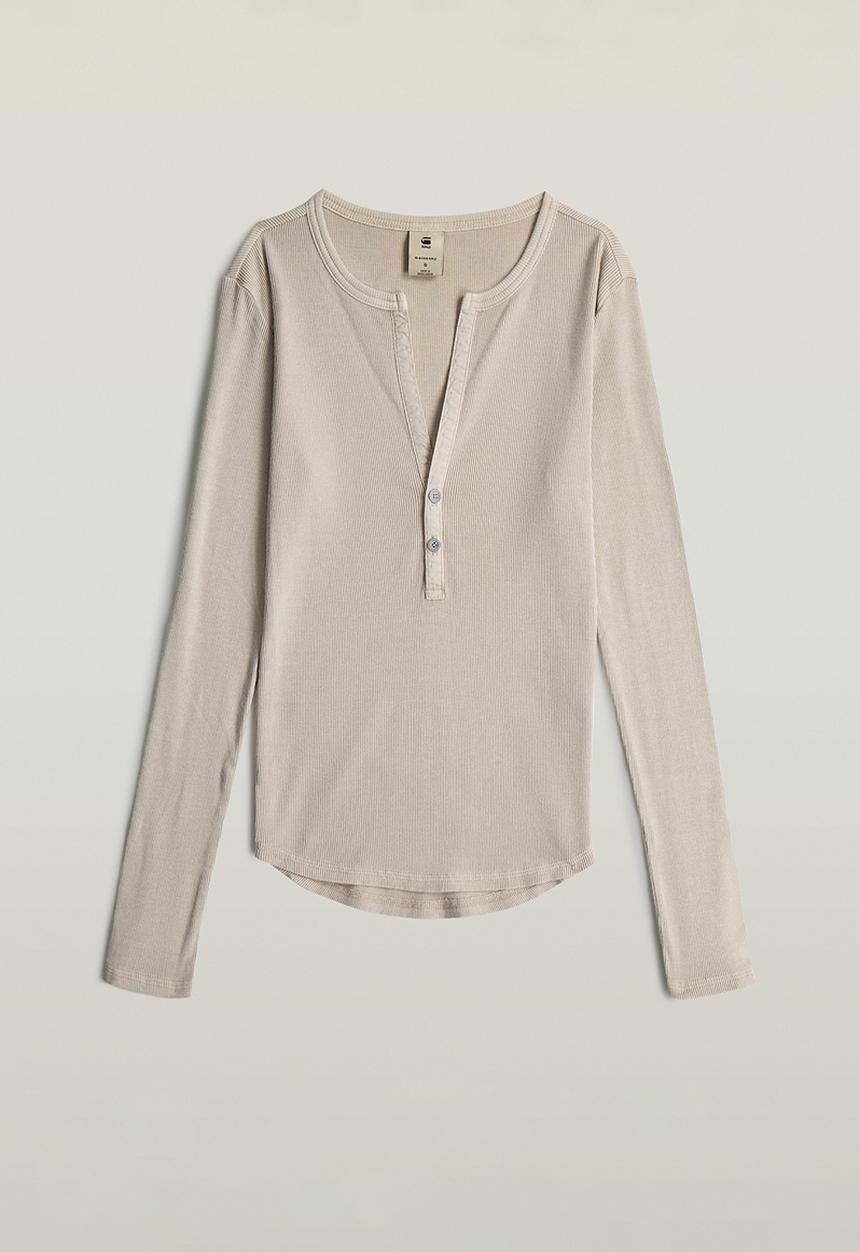 G-STAR - Deep V Slim Long Sleeve Wmn - Dk Brick Gd
