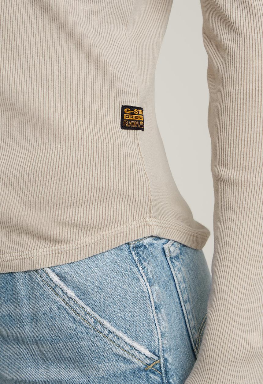 G-STAR - Deep V Slim Long Sleeve Wmn - Dk Brick Gd