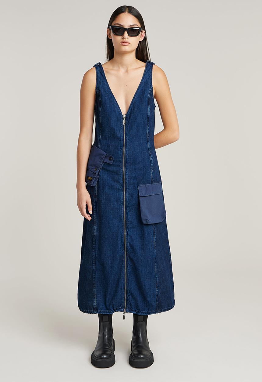 G-STAR - Cargo Dress Sleeveless Wmn - Faded Indigo Patched