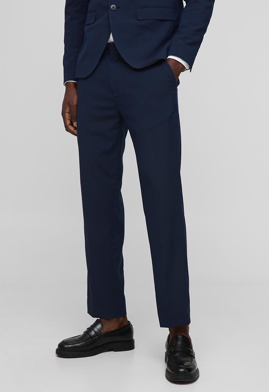 boohooMAN - Slim Cropped Suit Trousers - Navy