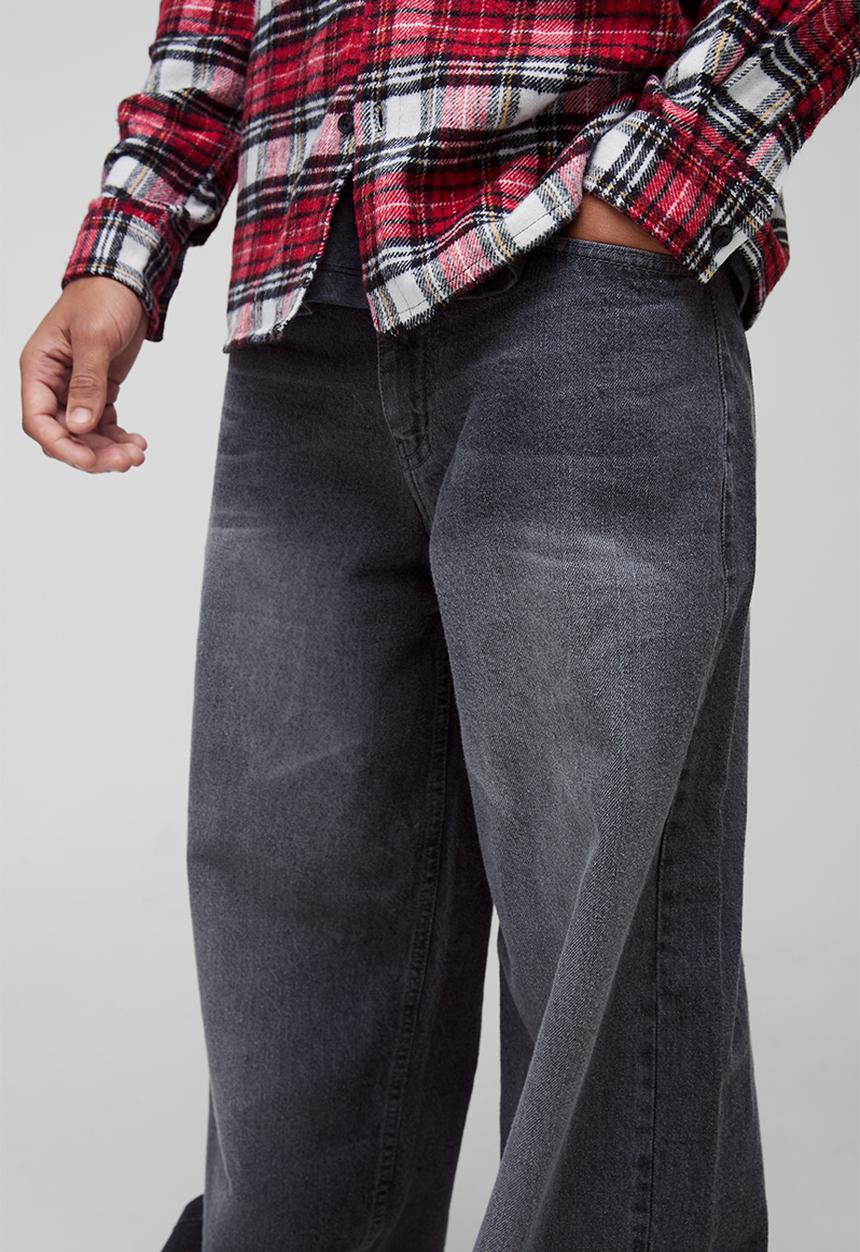 boohooMAN - Baggy Rigid Jeans - Grey