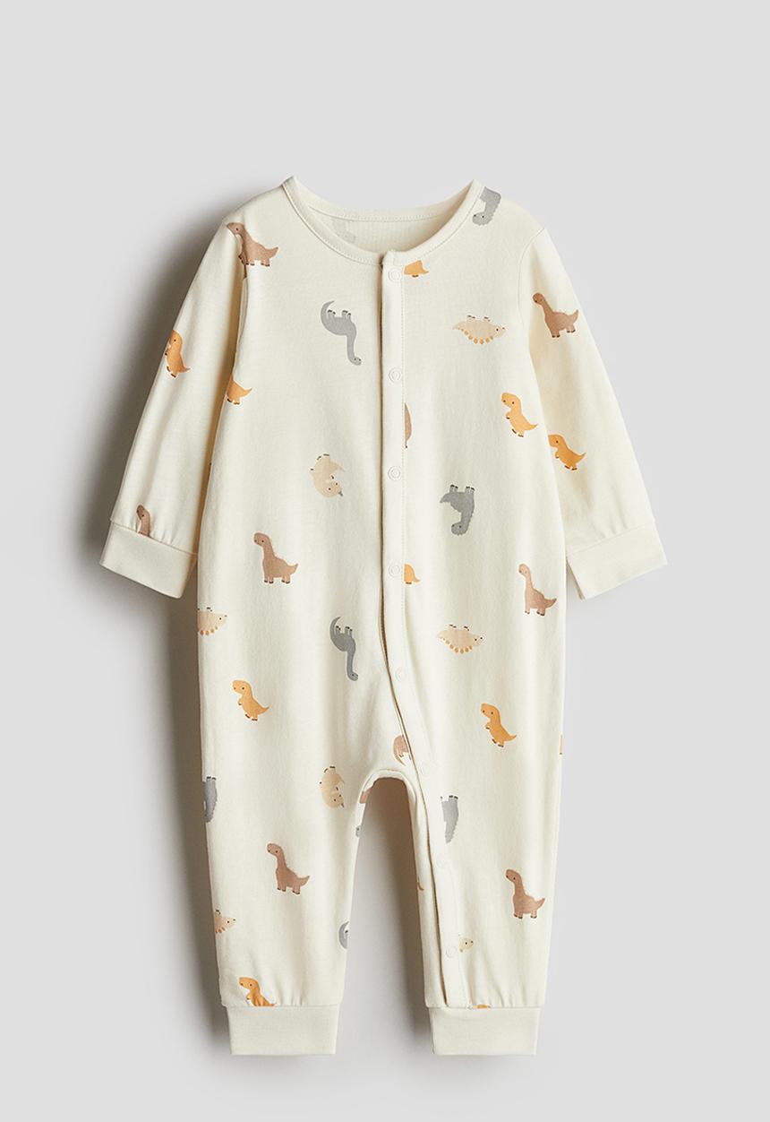 H&M - Patterned sleepsuit - cream dinosaurs