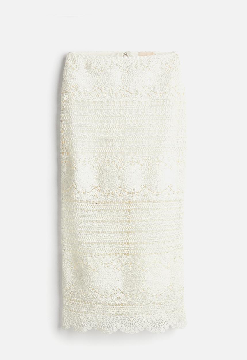H&M - Crochet-look skirt - white