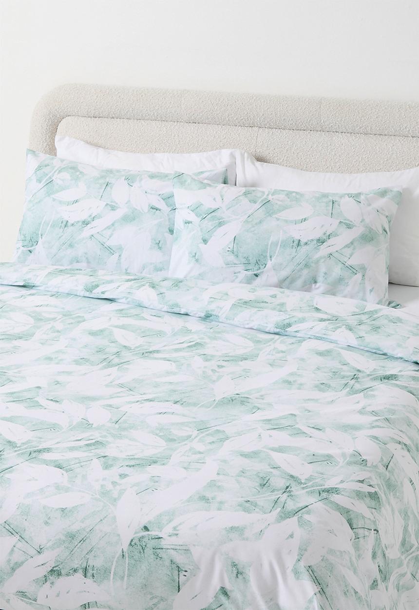 Horrockses - Mereece Leaves Duvet Set - Green & White