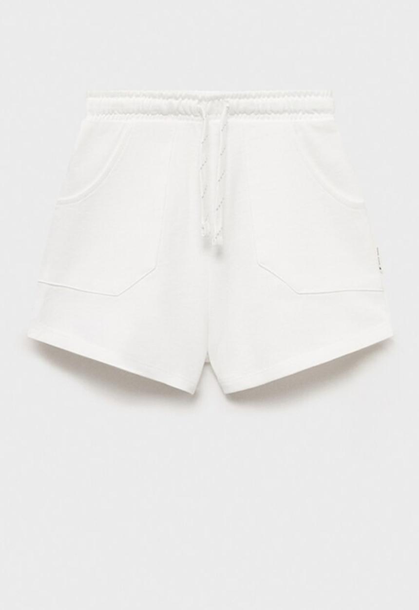 MANGO - Shorts lea - white