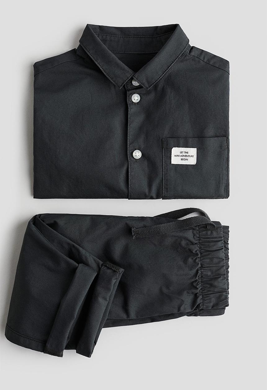 H&M - 2 Piece shirt and trousers set - dark grey