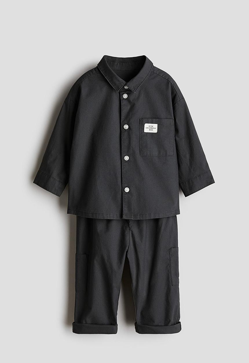 H&M - 2 Piece shirt and trousers set - dark grey