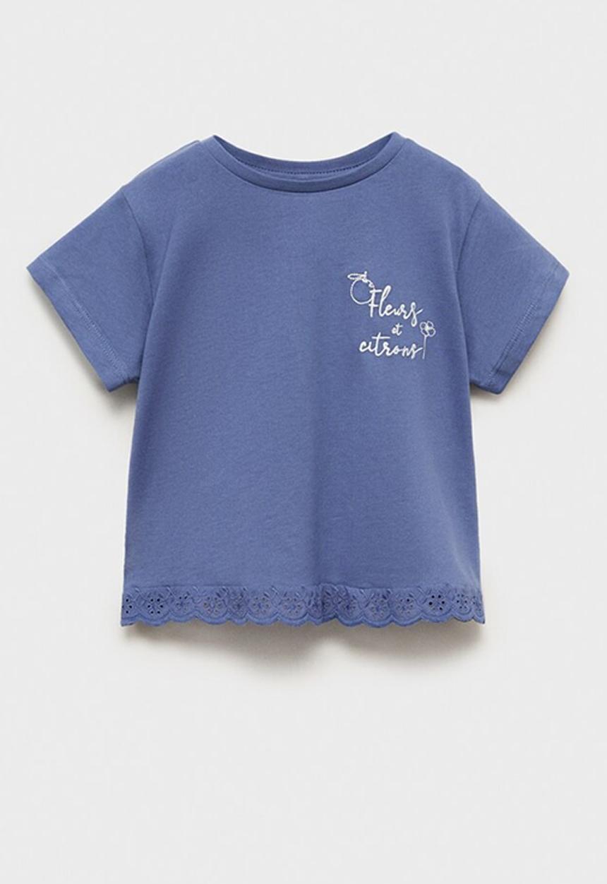 MANGO - T-shirt fleurs - medium blue