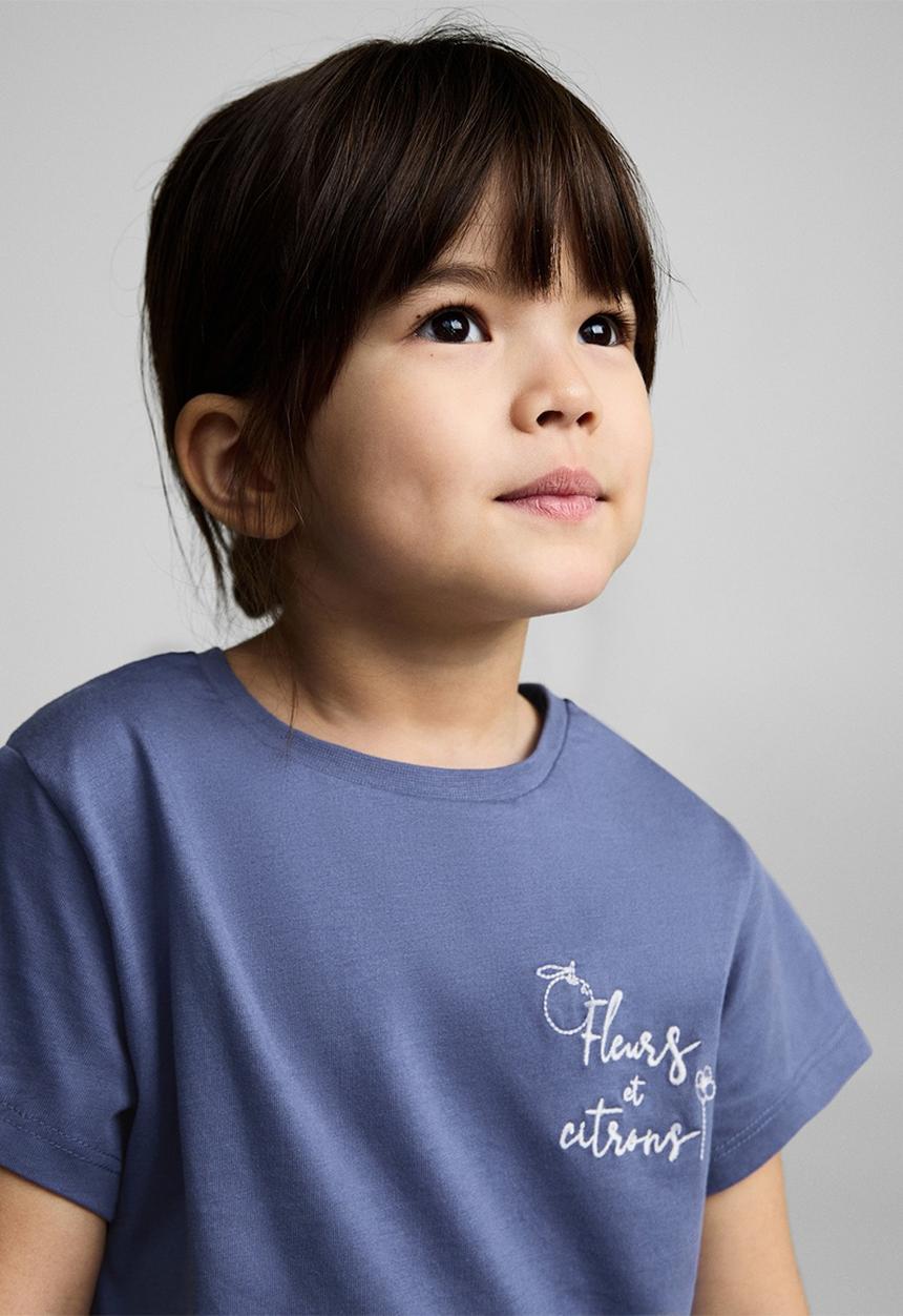 MANGO - T-shirt fleurs - medium blue