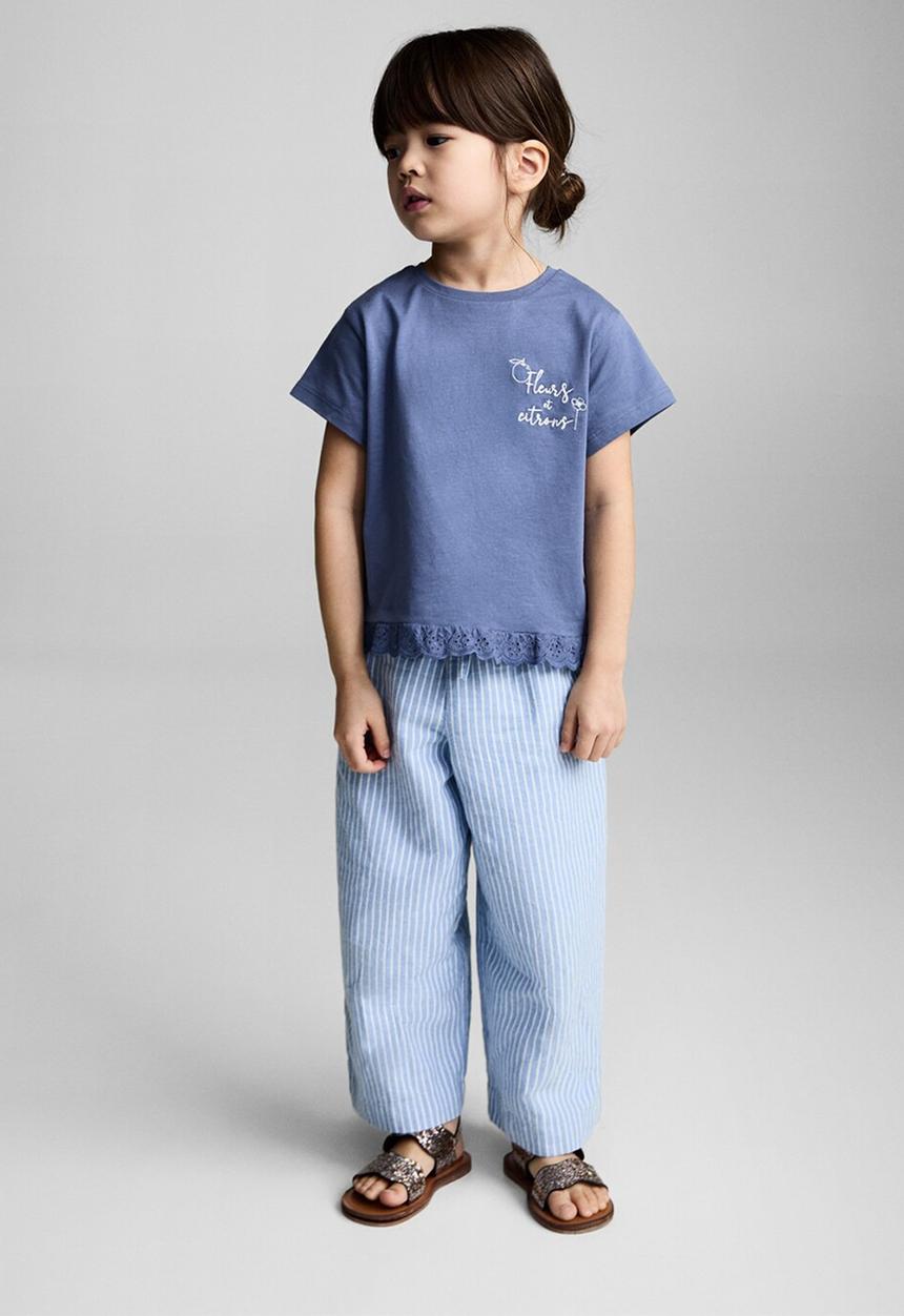 MANGO - T-shirt fleurs - medium blue