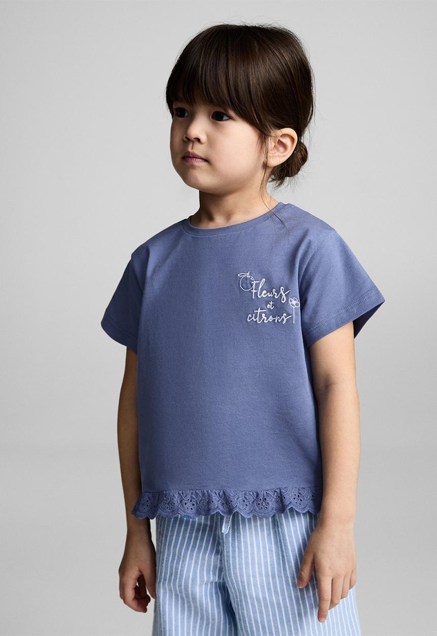 MANGO - T-shirt fleurs - medium blue