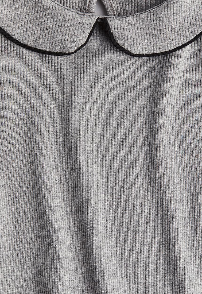 H&M - Collared jersey top - grey marl
