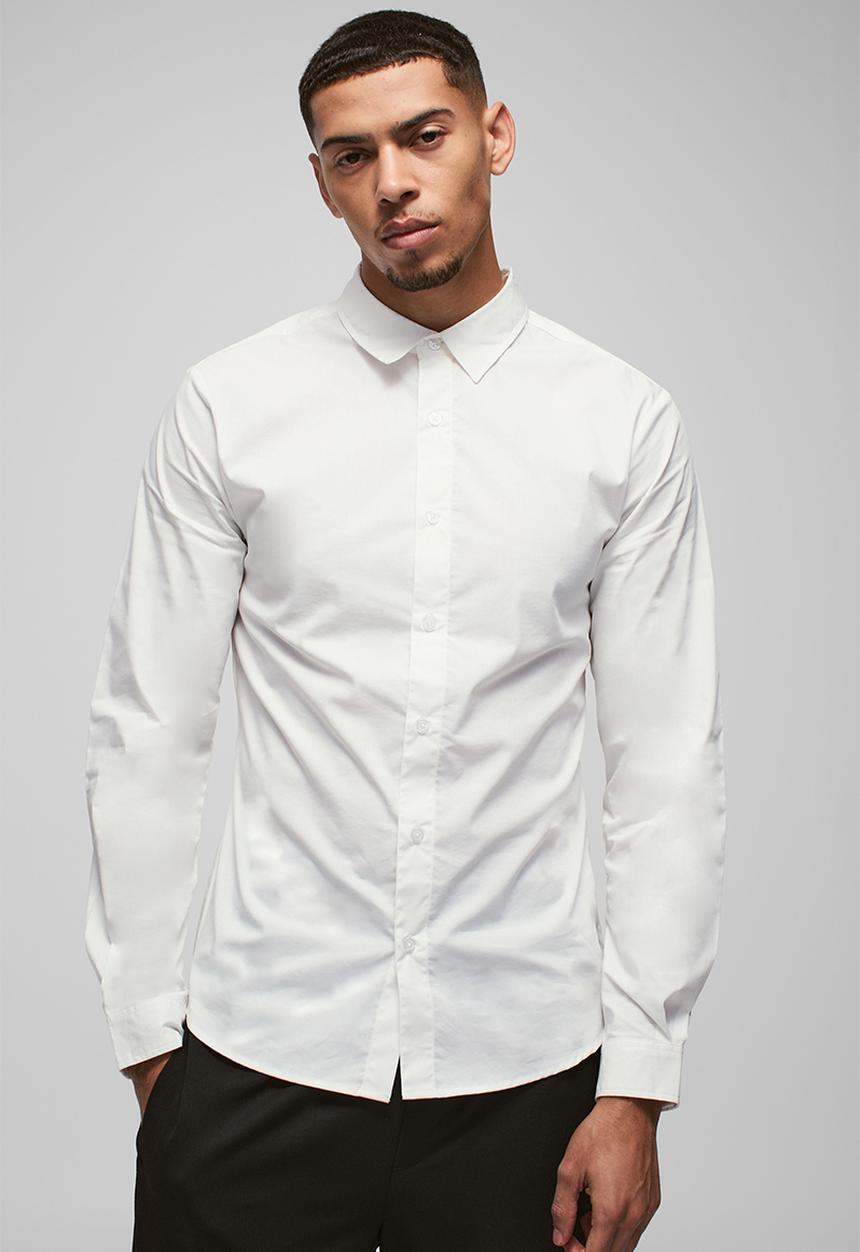 boohooMAN - Long Sleeve Slim Shirt - White