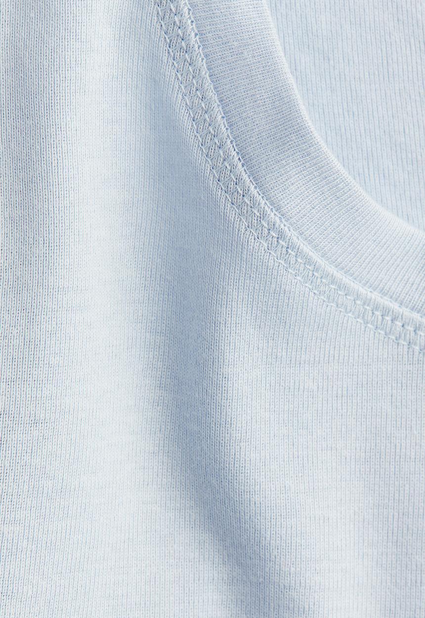 H&M - Ribbed T-shirt - light blue/palm beach
