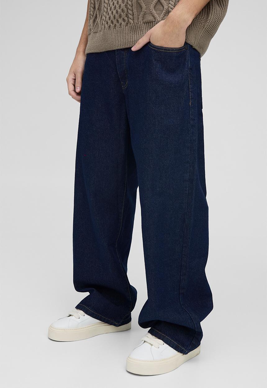 Baggy Rigid Washed Jeans - Indigo
