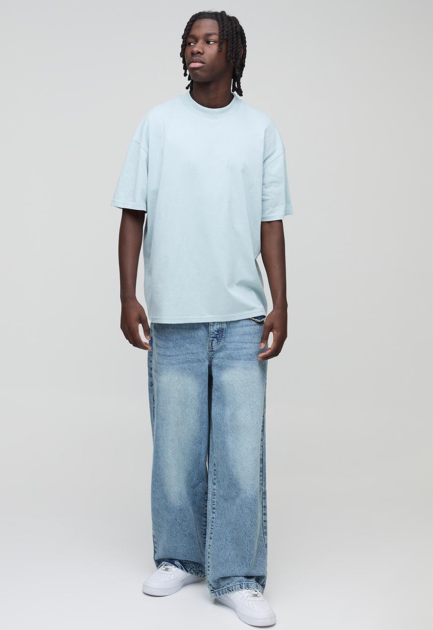 boohooMAN - Baggy Rigid Washed Jeans - Light Blue
