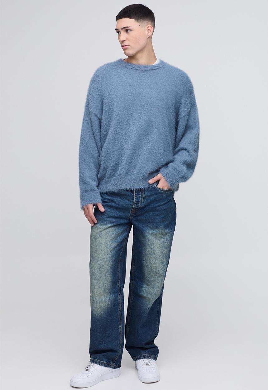 boohooMAN - Relaxed Rigid Jean - Vintage Blue