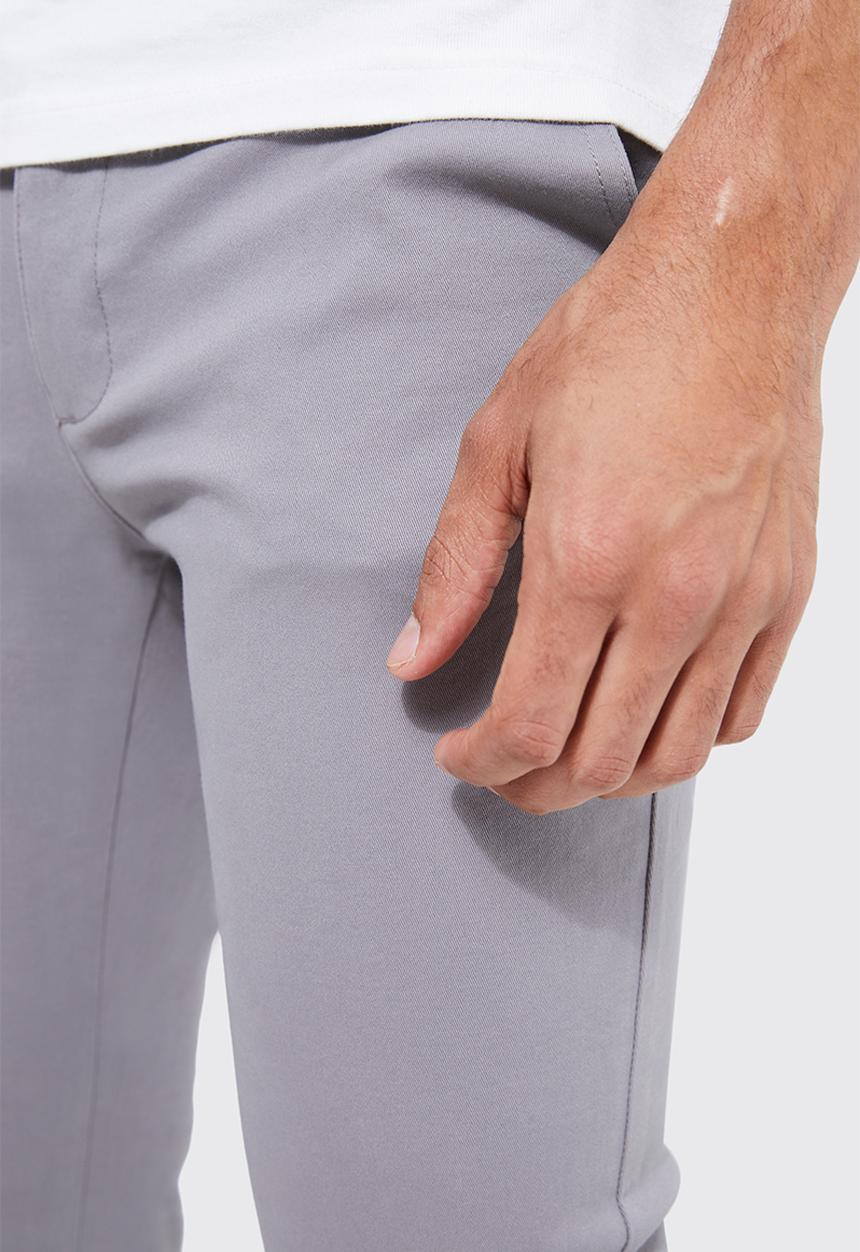 boohooMAN - Fixed Waist Skinny Chino Trouser - Grey