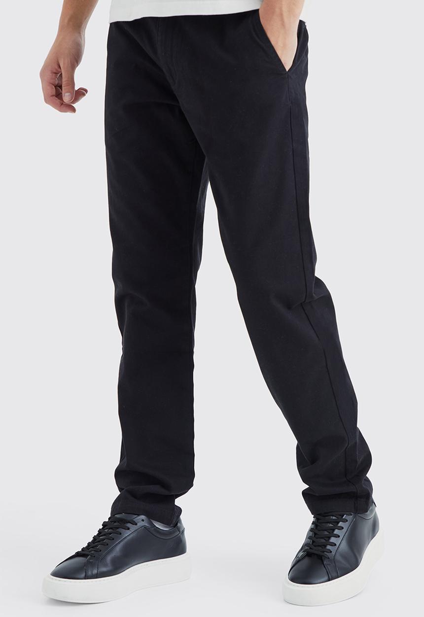 boohooMAN - Fixed Waist Slim Chino Trouser - Black