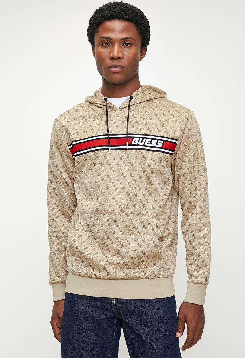 GUESS - New korbin hoodie sweatshirt - 4g aop beige blanco