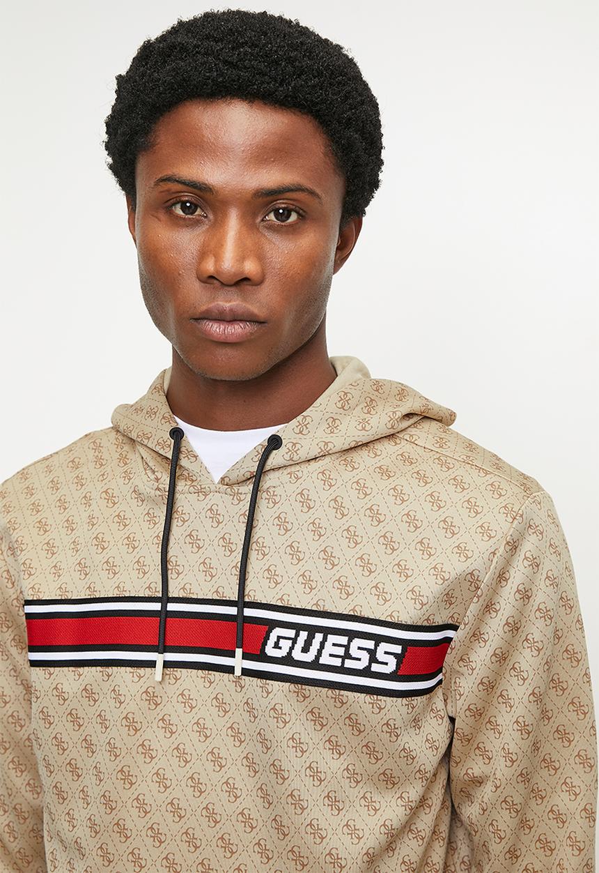 GUESS - New korbin hoodie sweatshirt - 4g aop beige blanco