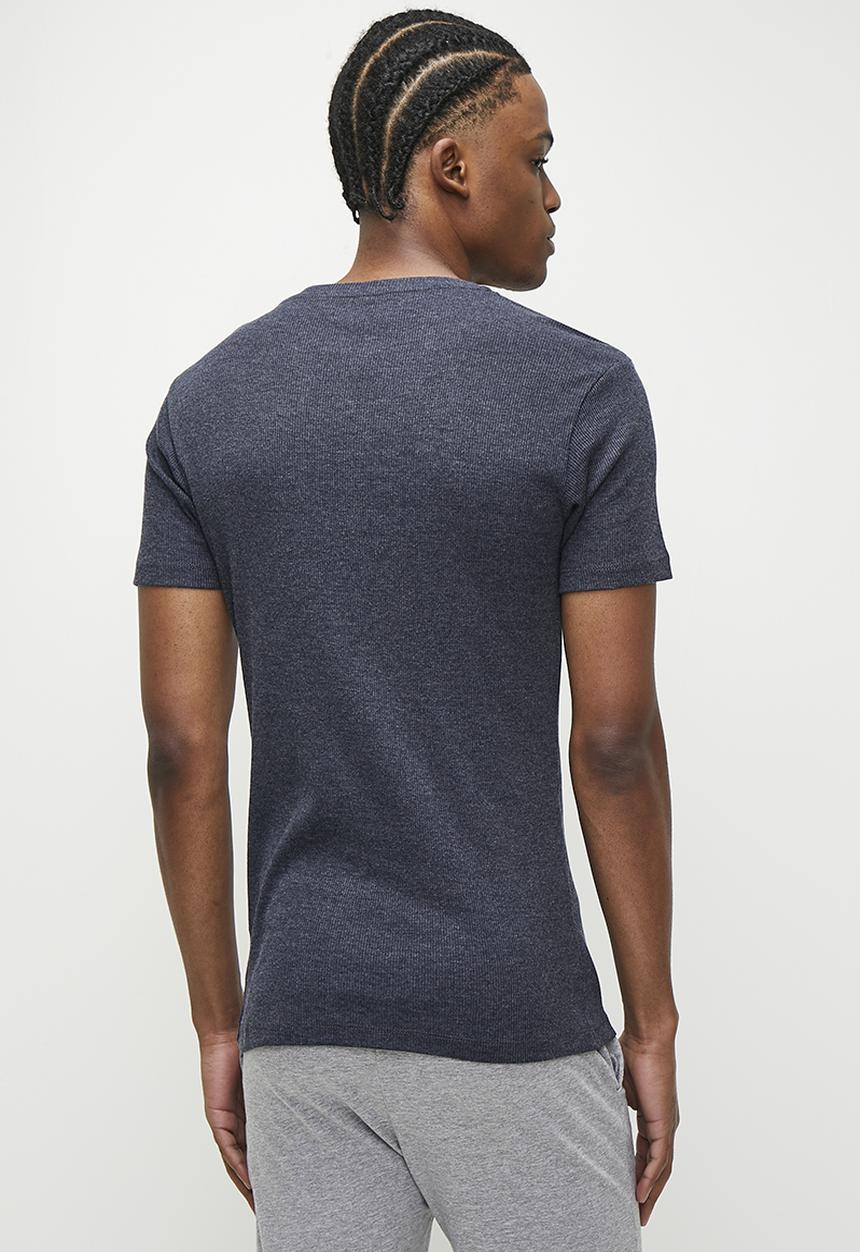 Superbalist - 2-pack premium ribbed crew neck short sleeve tops - grey m & navy mel