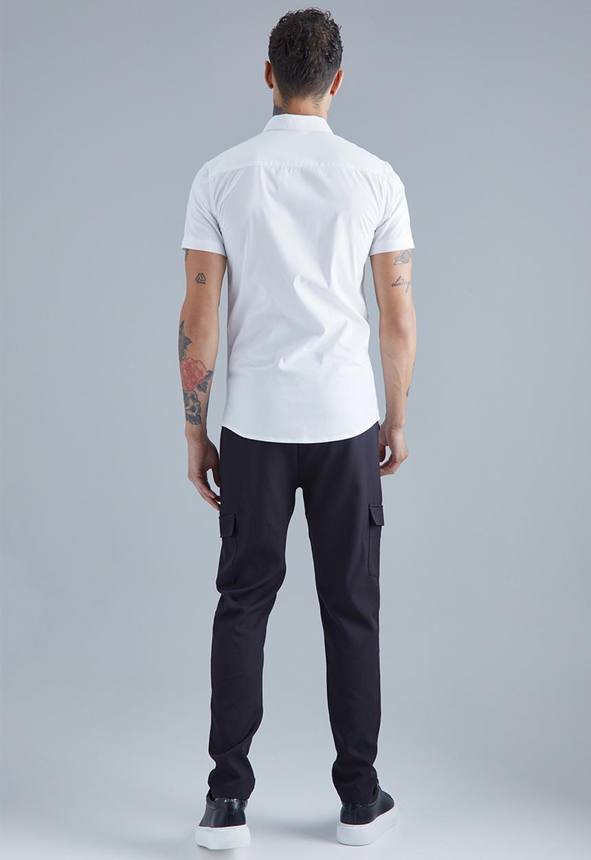 boohooMAN - Stretch Fit Short Sleeve Shirt - white