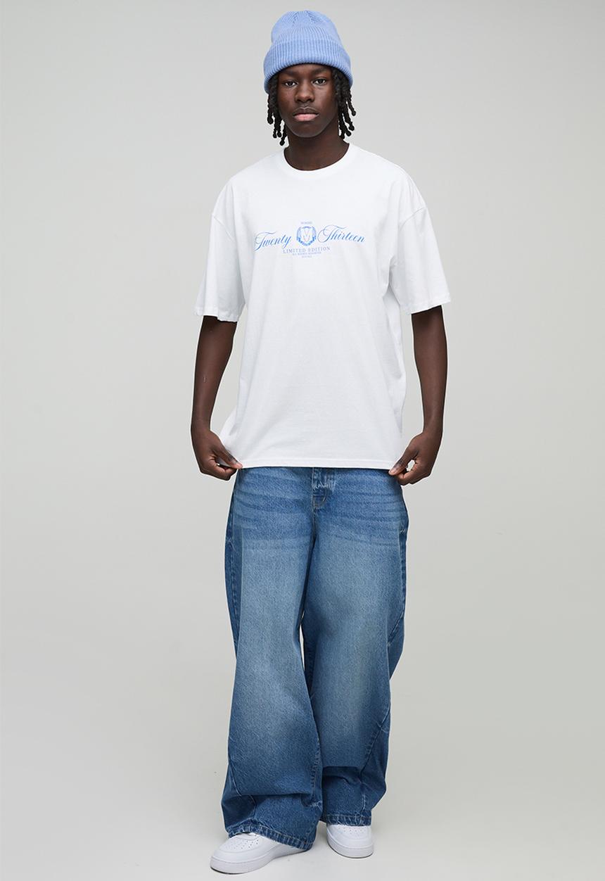 boohooMAN - Oversized Limited Edition Printed T-Shirt - white