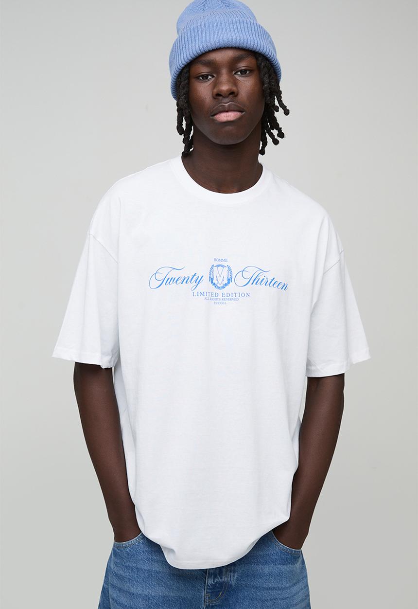 boohooMAN - Oversized Limited Edition Printed T-Shirt - white