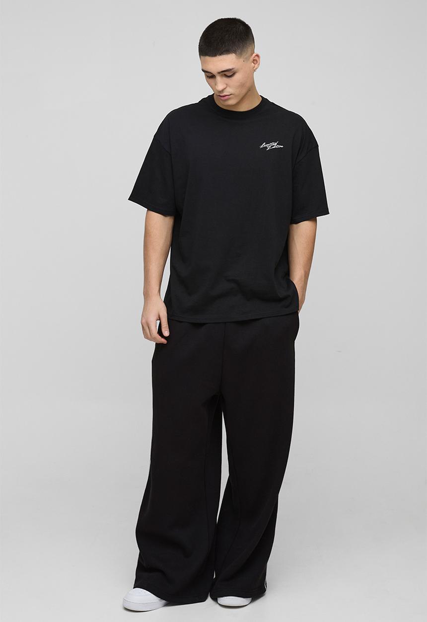 boohooMAN - Oversized Line Drawn Palm Tree Print T-Shirt - Black