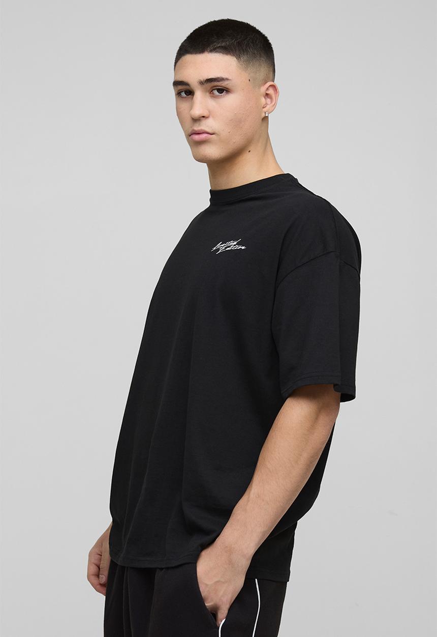 boohooMAN - Oversized Line Drawn Palm Tree Print T-Shirt - Black