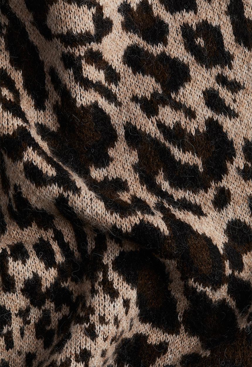 H&M - Jacquard-knit skirt - beige/leopard print